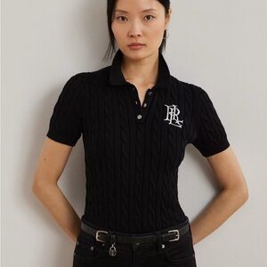 Ralph Lauren Black Cable Knit Polo Shirt